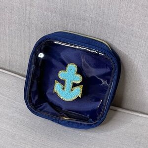 💙 Anchor navy blue cruise travel clear pvc patch square pouch case cosmetic bag